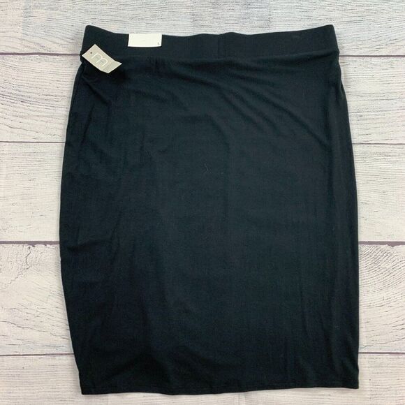 Maurices Skirt L Black Pull on Pencil Jersey Cinched Length 21.5" New NWT - Picture 4 of 7